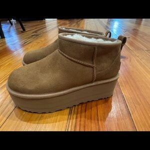 UGG Tan Platform Ankle Boots